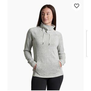 Kuhl Elia Gray Cowlneck Pullover Knit Kangaroo Pocket Thumbholes Womens Medium